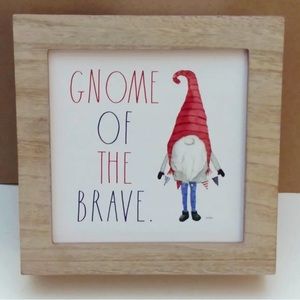 RAE DUNN "GNOME OF THE BRAVE" Patriotic Wood Picture DEORATIVE PIECE